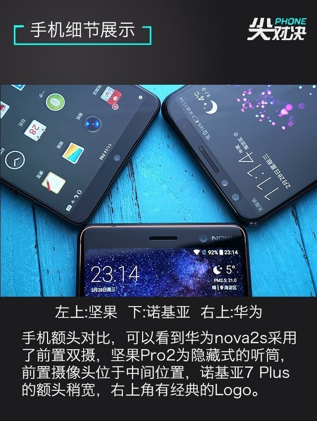 全面屏對決 諾基亞7 Plus、堅果Pro2、華為Nova2s比照評測