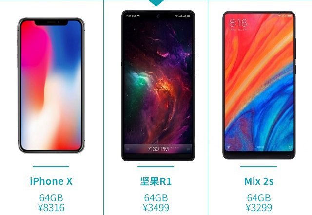 堅(jiān)果R1、小米MIX2S、iPhone X比照評(píng)測(cè) 國(guó)產(chǎn)旗艦對(duì)決蘋果